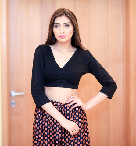 Black cotton lycra Choli