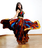 Block print skirt tie dye Beauty 4 Border skirt multi with gold border