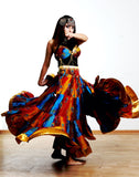 Block print skirt tie dye Beauty 4 Border skirt multi with gold border