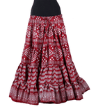 Block print assuit skirt burgundy/silver in polyester