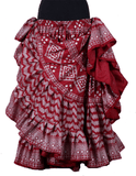 Block print assuit skirt burgundy/silver in polyester