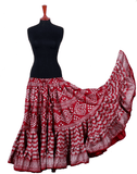Block print assuit skirt burgundy/silver in polyester