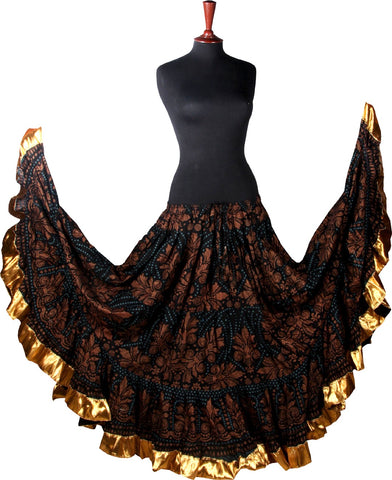 Block print skirt Barock Gold with shiny gold border