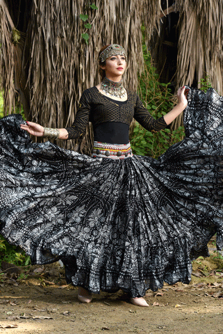 Block print skirt Barock Silver