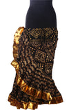 Block print Assuit pattern skirt black/gold with shiny gold border
