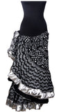 Block print Assuit pattern skirt black/silver with shiny silver border
