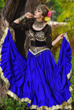 Gold border Skirt Blue