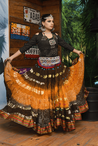 Senoritas skirt mustard brown with padma border