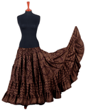 Block print assuit skirt brown/gold in polyester