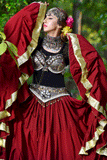 Gold border Skirt burgundy
