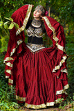 Gold border Skirt burgundy