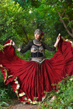 Gold border Skirt burgundy