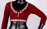 Drop shoulder Cotton lycra Choli BLack & Burgundy