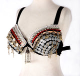 Coin bra and belt set with amulets