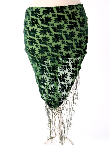 Burnout velvet hip scarf green