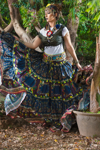 Digital print skirt blue ocean