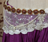 Peacock bra belt set white/silver