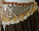 Peacock bra belt set white/gold