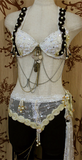 Gothic bra belt set white/black