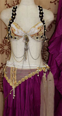 Gothic bra belt set gold/black