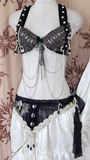 Gothic bra belt set grey/black
