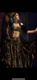Block print Assuit pattern skirt Black/Gold Design #2