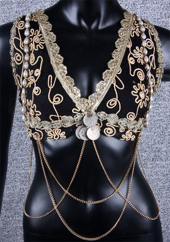Halter Top Black/Gold