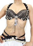 Gothic bra belt set grey/black
