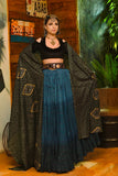 Lurex 3 tone skirt shades of teal 100% Viscose