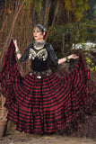 Block print Black Burgundy Stripe skirt