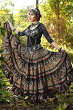 Block print skirt black beauty
