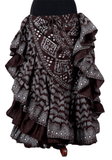 Block print assuit skirt brown/silver in polyester