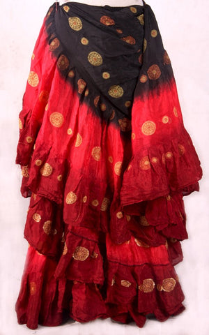 Jaquard bindi Skirt Black Red burgundy