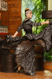 Block print Assuit pattern skirt Black/Silver Design #2