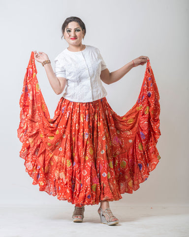 Jaipur multi dot skirt orange