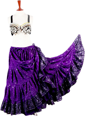 Jodha Maharani Skirt  100% Polyester Purple Pearl