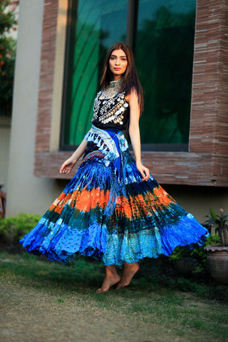 Senoritas skirt orange blue