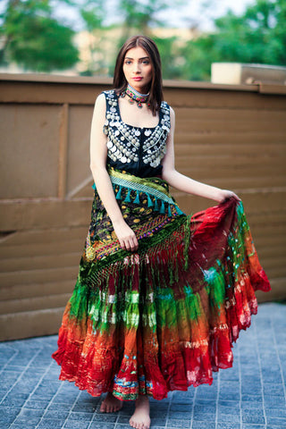 Senoritas skirt brown red green
