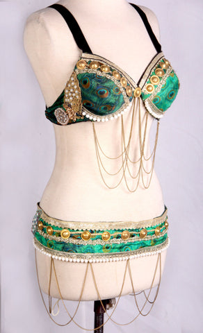 peacock base bra belt set