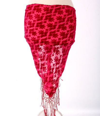 Burnout velvet hip scarf pink
