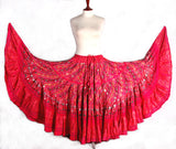 Block  Printed Skirt plus Embroidered With Mirror Pink