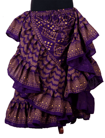 Block print assuit skirt purple/gold in polyester