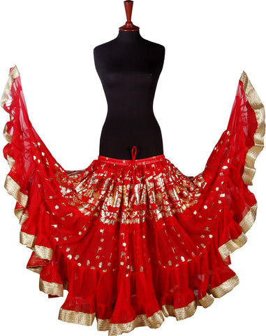 Belly dance Oriental Gold pasting skirt with Gold Border