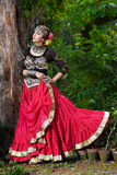 Gold border Skirt Bright pink
