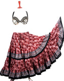 Block Print Skirt Burgundy/black