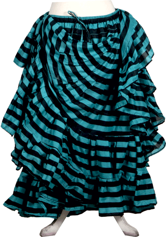 Block print Black Turqouise Stripe skirt