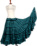 Block print Black Turqouise Stripe skirt