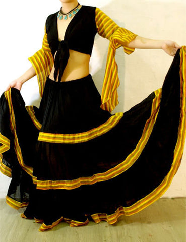 Tribal Gypsy Stripe 2 pcs Set Black/Gold