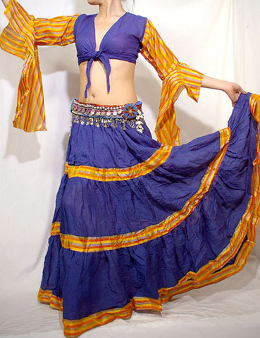 Tribal Gypsy Stripe 2 pcs Set Blue/Gold