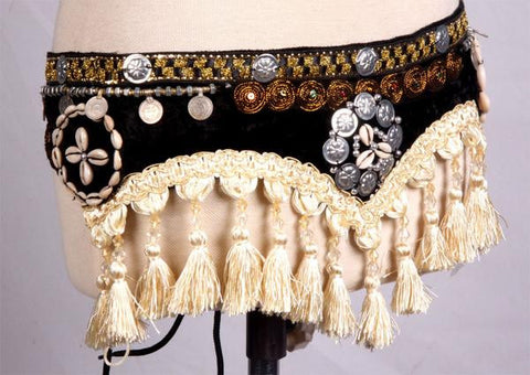 White tassel tribal belt